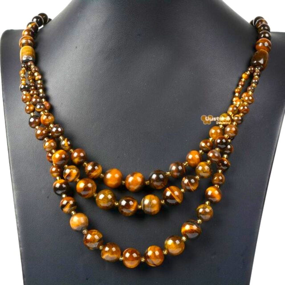 Tiger eyes necklace 3 layered M/F